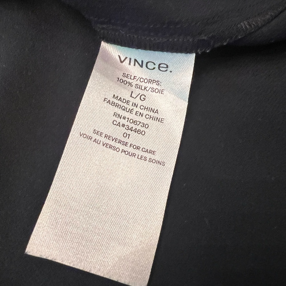 Vince Crewneck Long Sleeve 100% Silk Blouse - Picture 5 of 7